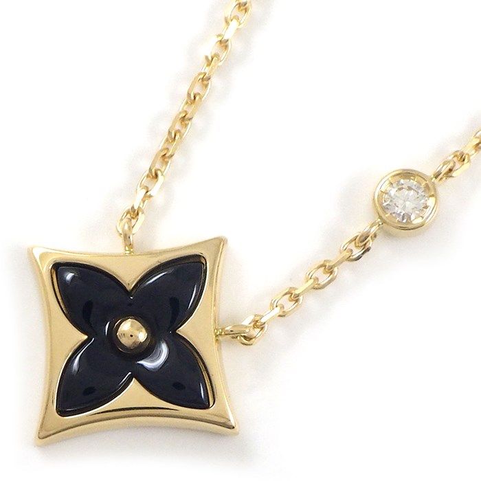 Louis Vuitton Monogram Blossom Pendant Necklace with Onyx & Diamond