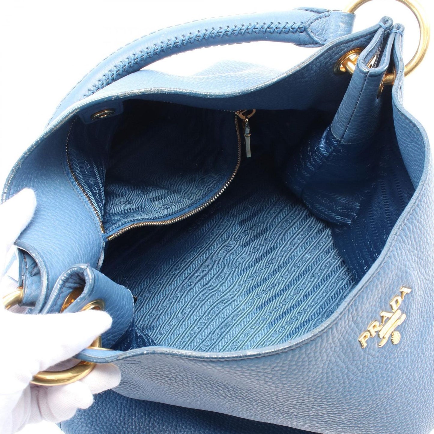 PRADA BR4712 Leather Shoulder Bag in Elegant Blue
