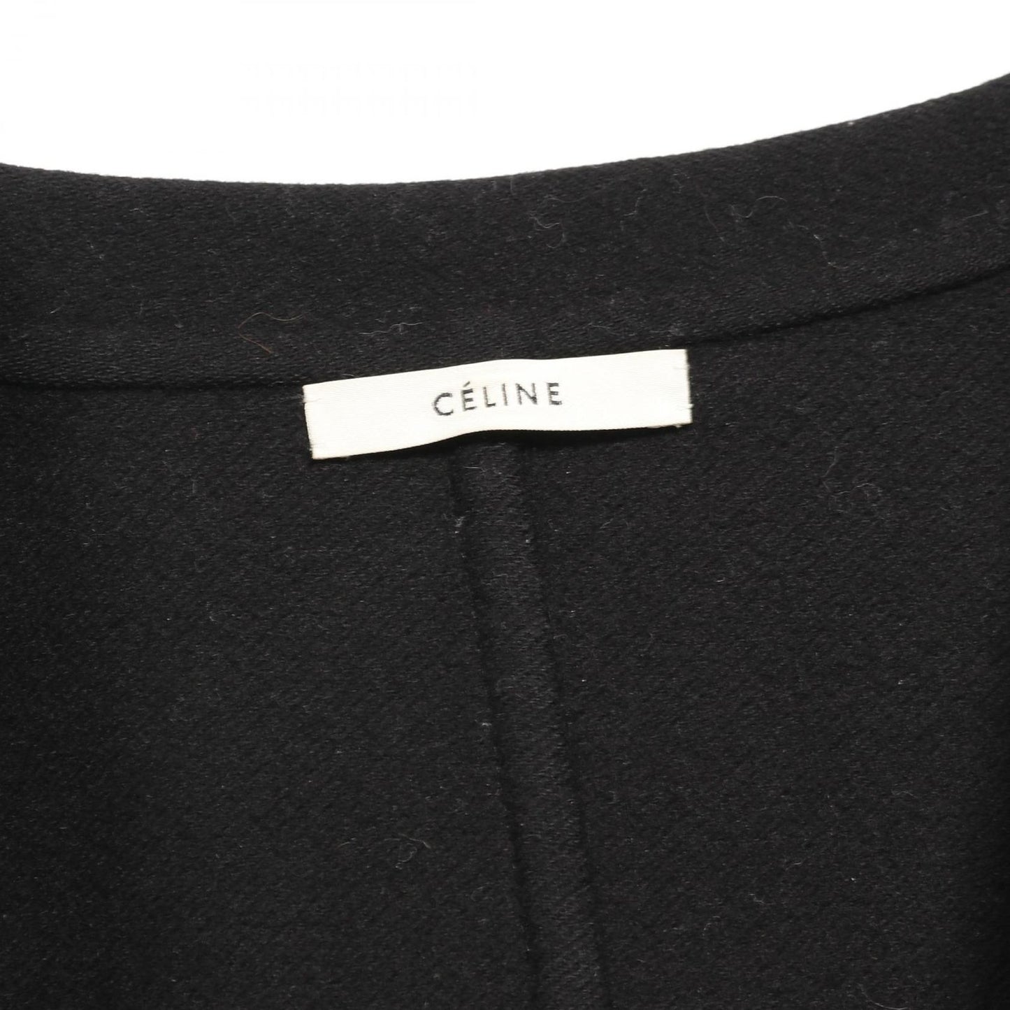 CELINE Black Cashmere Crombie Coat - Timeless Elegance