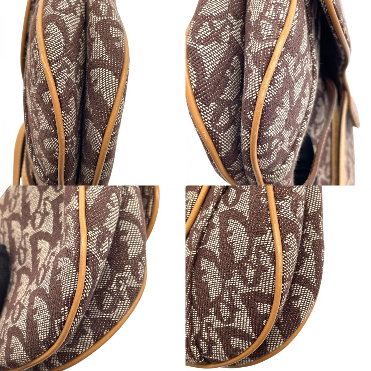 Christian Dior Trotteur Double Saddle Bag in Brown Jacquard