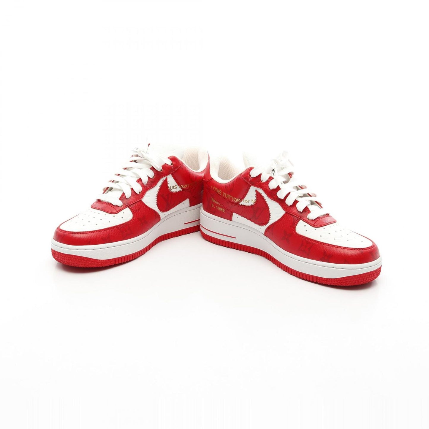 LOUIS VUITTON × Nike Air Force 1 Low Monogram Red Sneakers