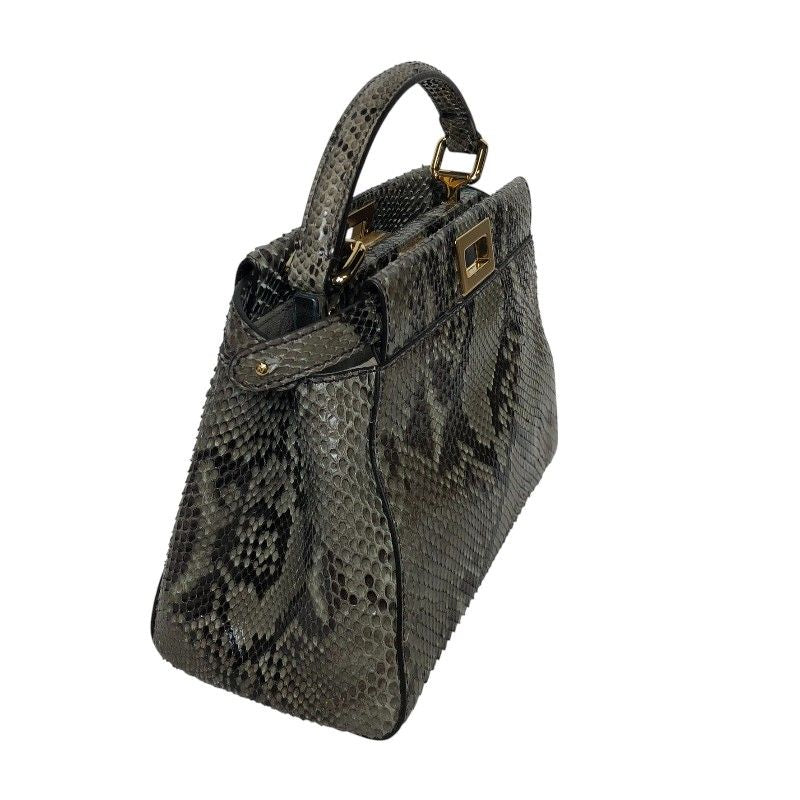 Fendi Peekaboo Mini Handbag in Gray Python with Gold Hardware