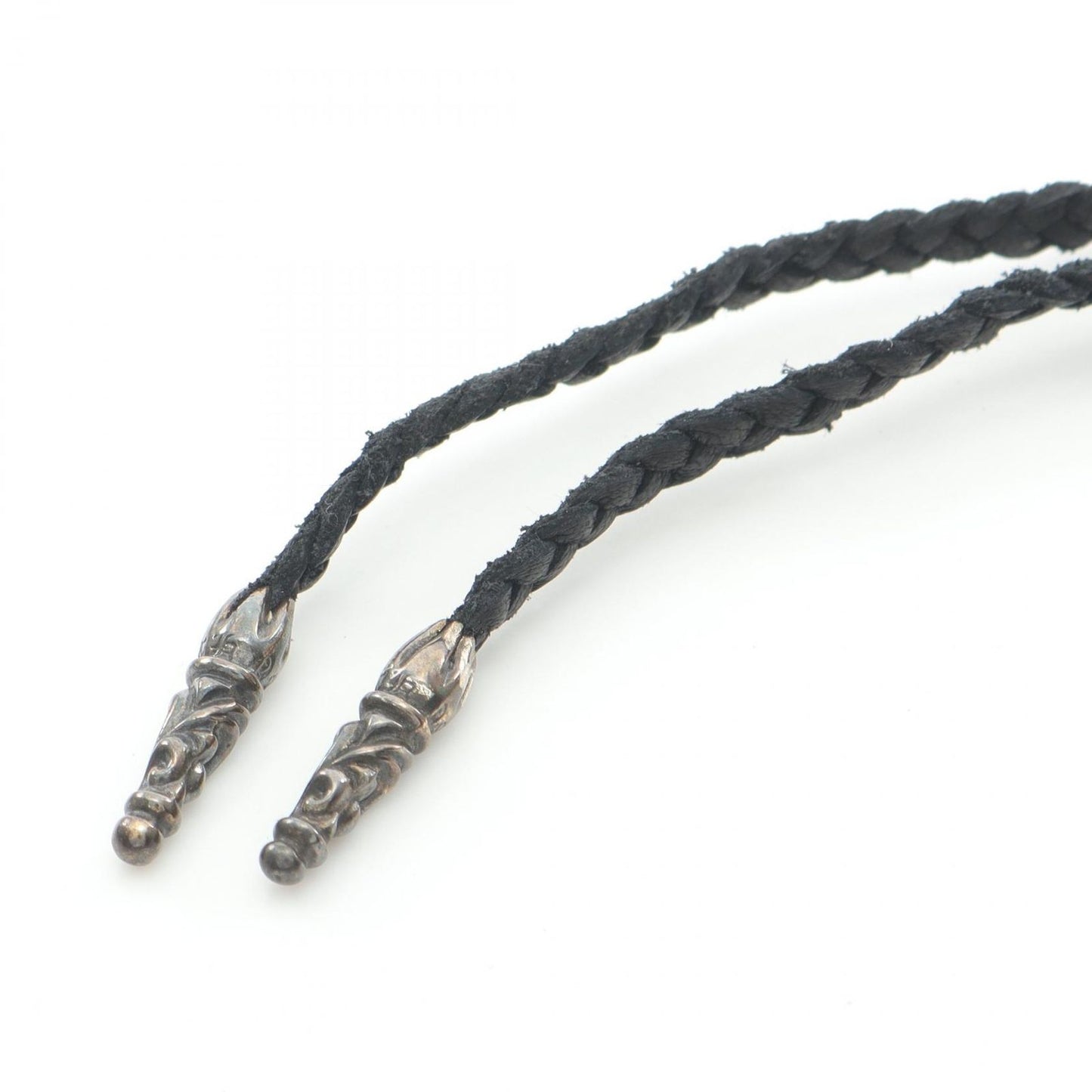 CHROME HEARTS Leather Braid Scroll Necklace - Silver925