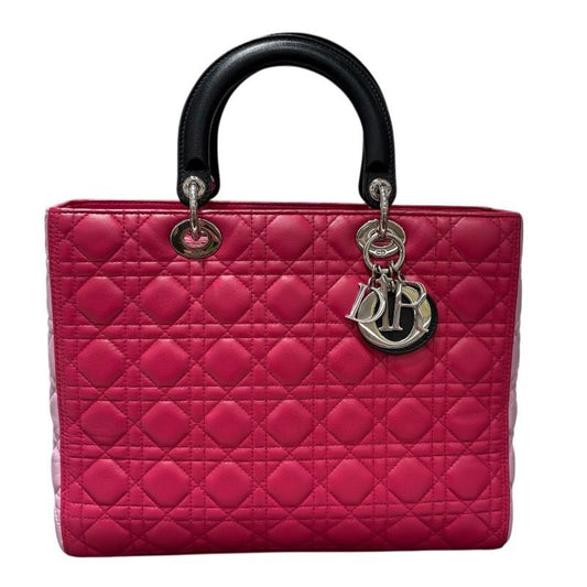 Christian Dior Lady Dior Large Handbag in Pink & Black