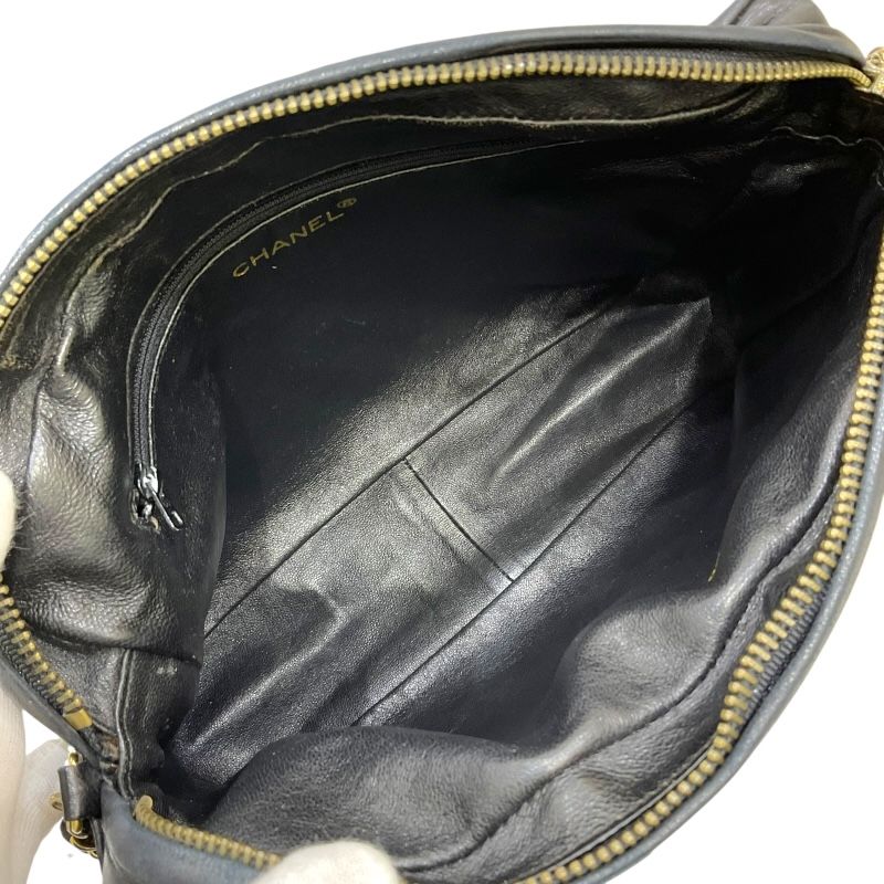 CHANEL Matelassé Fringe Shoulder Bag - Black Lambskin with Gold Hardware