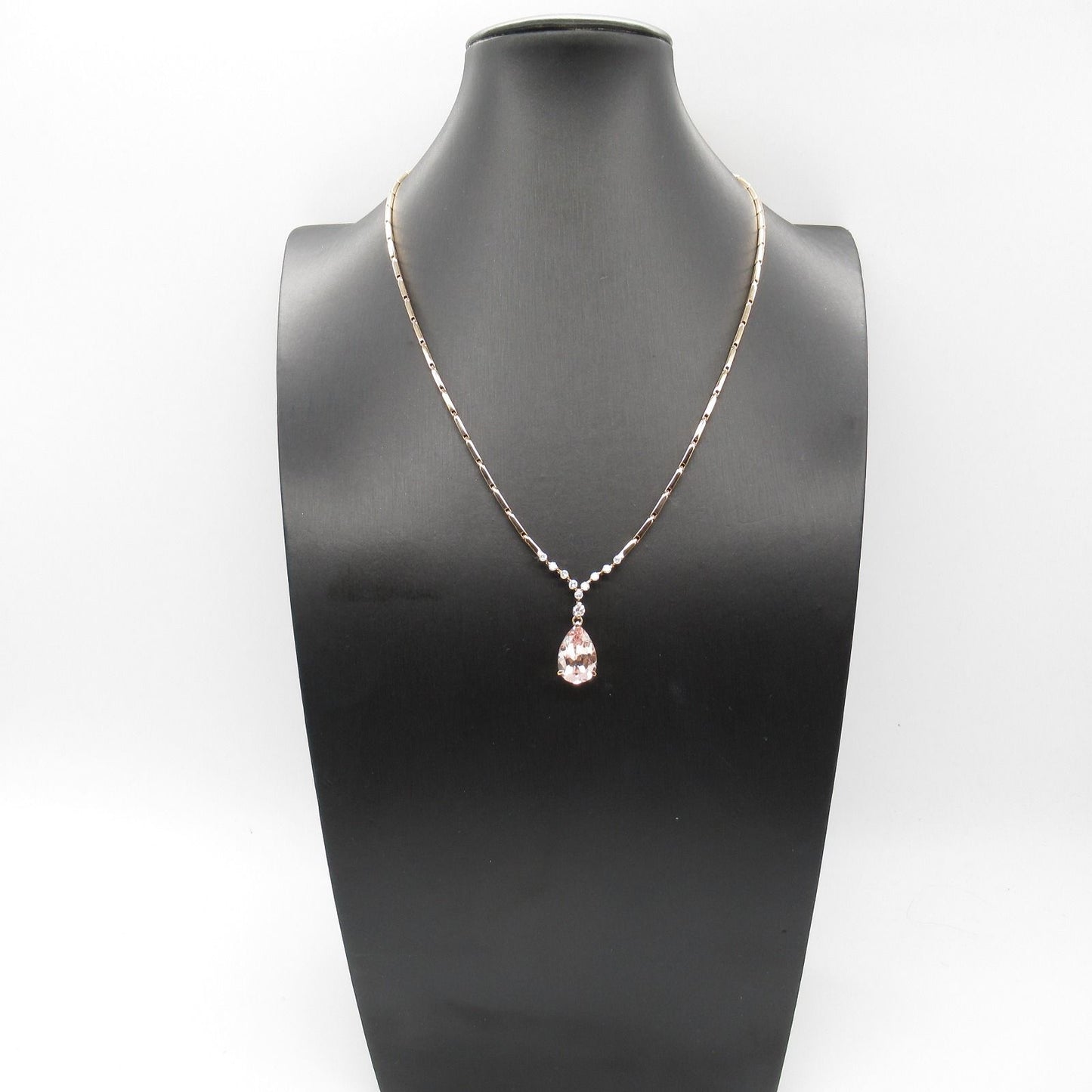 Exquisite Morganite & Diamond Necklace in 18K Pink Gold