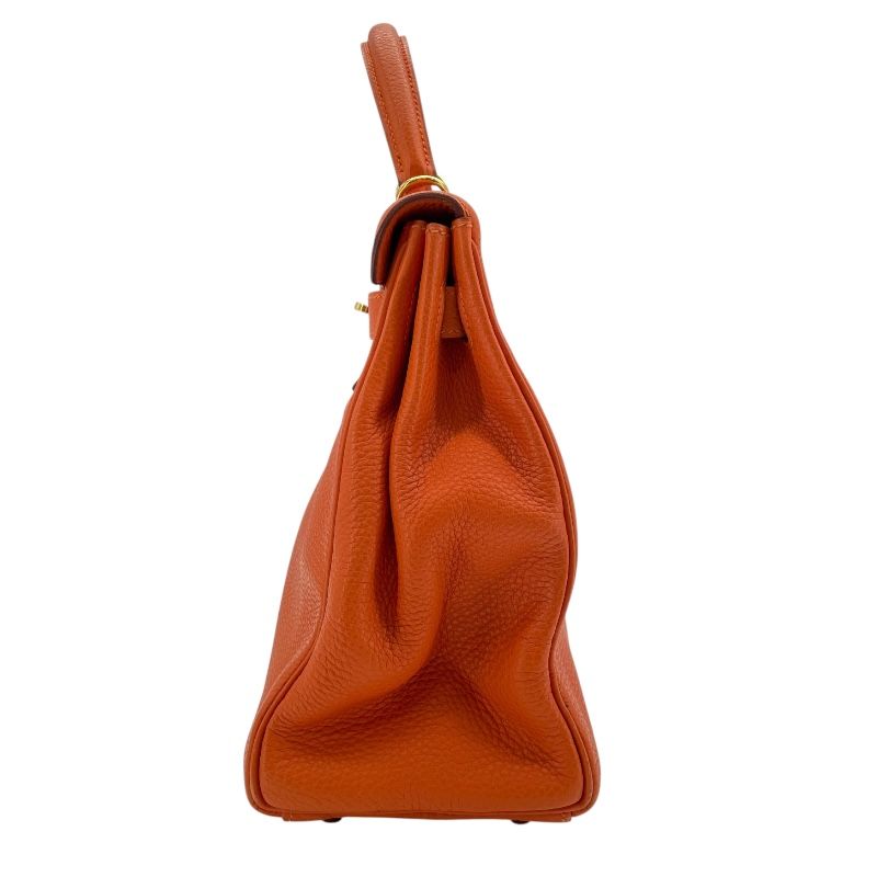 HERMES Kelly 32 Orange Togo Leather Shoulder Bag with Gold Hardware