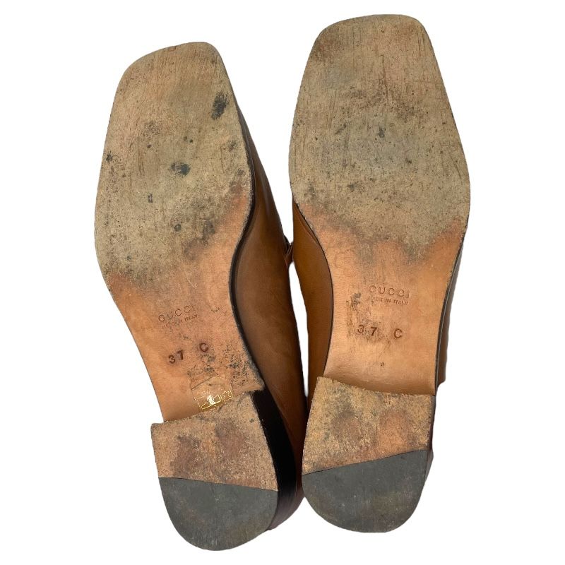 GUCCI Brown Leather Square Toe Loafers for Women - Timeless Elegance