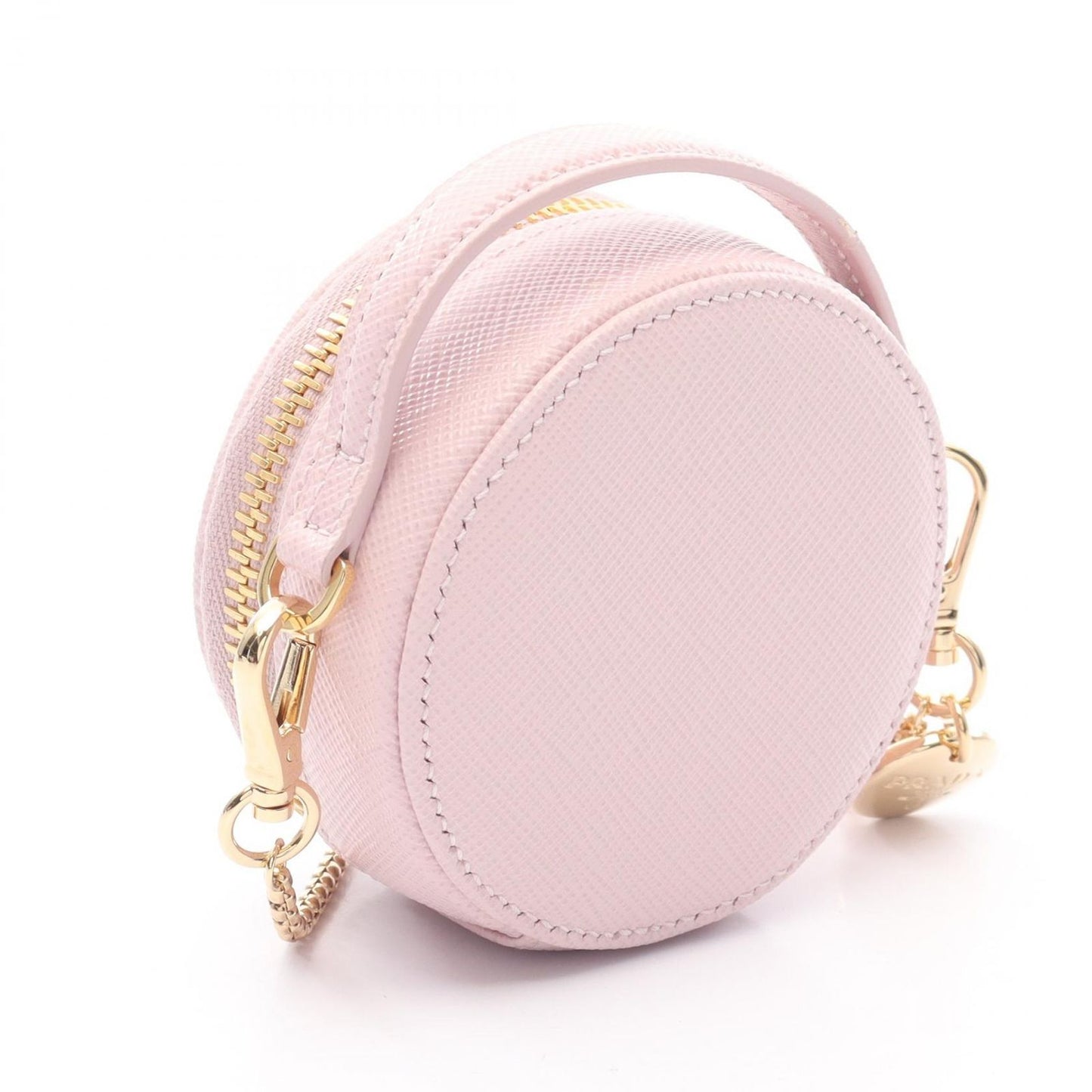 PRADA Saffiano Triangle Mini Pouch in Baby Pink - Unused Luxury