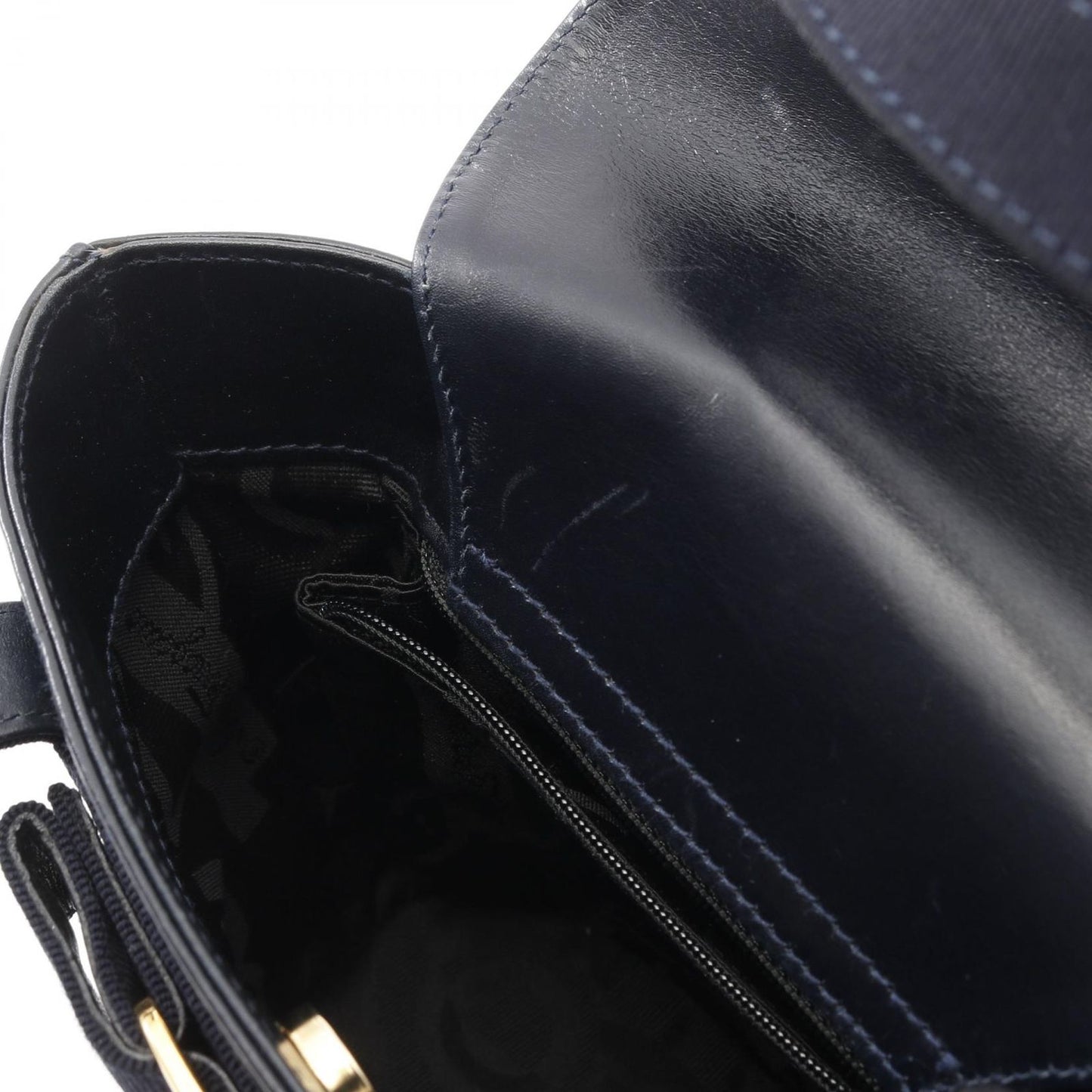 Salvatore Ferragamo Vara Ribbon Handbag in Navy Leather