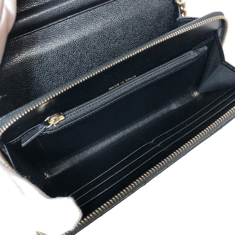 CHANEL Boy Chanel Chain Wallet in Black Caviar with Gold Hardware