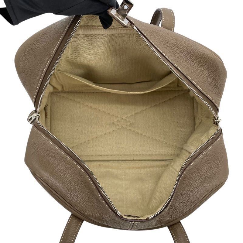 HERMES Victoria 35 Etoupe Handbag with Silver Hardware