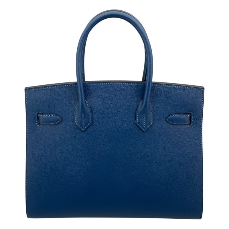 HERMES Birkin 30 Series D Stamp Deep Blue Handbag with Gold Hardware