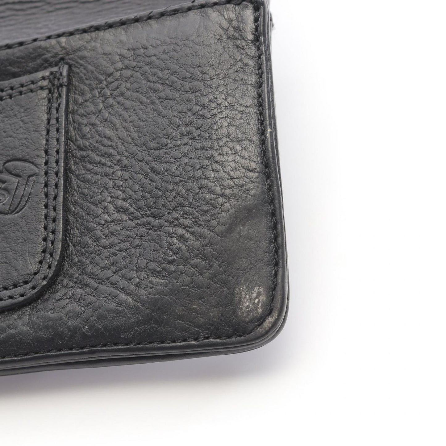 CHROME HEARTS Long Single Fold Tips Leather Wallet - Black & Silver