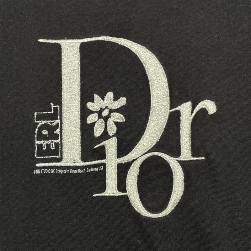 Christian Dior x ERL Distressed Logo T-Shirt - Black Cotton XXL