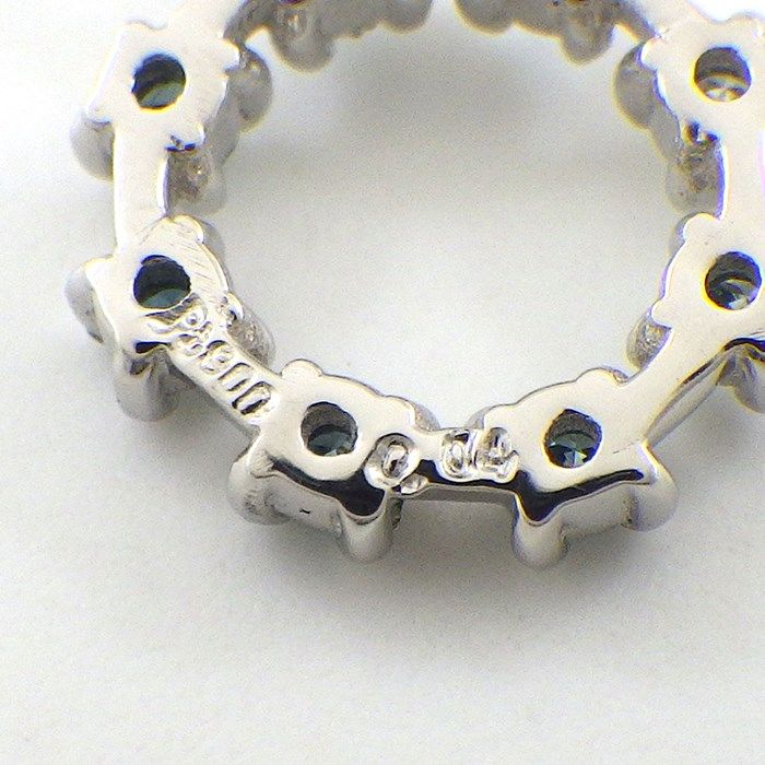 Exquisite Blue Diamond Circle Necklace in Platinum - 0.04ct