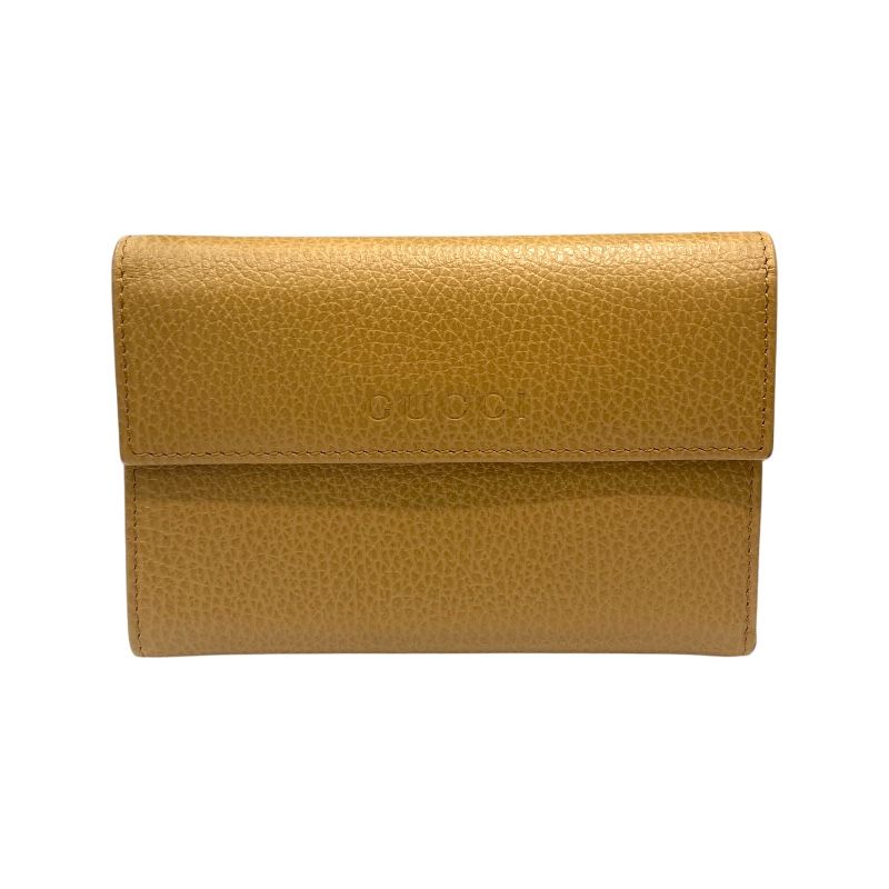 GUCCI Camel Leather Tri-Fold Wallet - Unisex Elegance