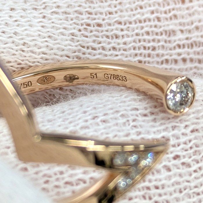 Louis Vuitton Ombre Blossom Open Ring with Diamonds in K18 Pink Gold