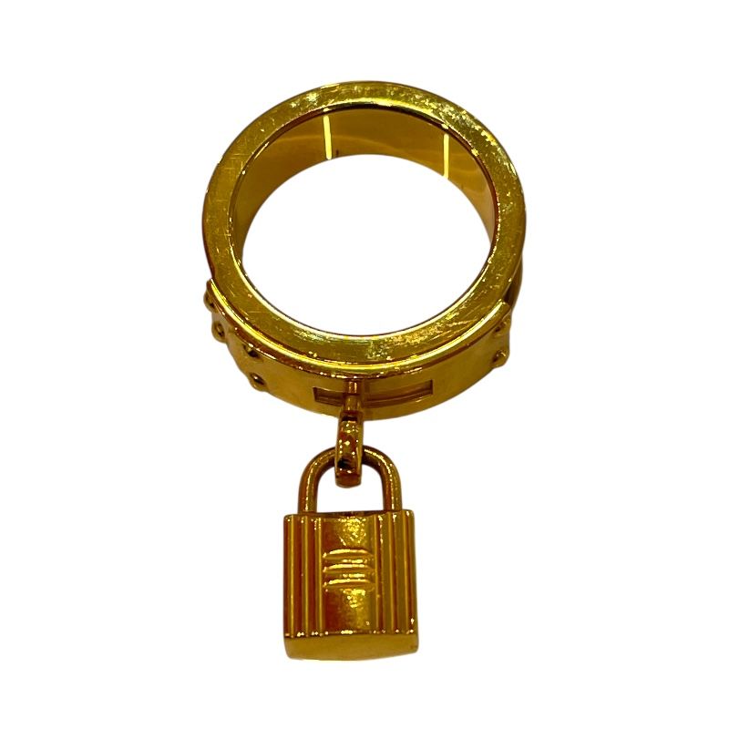 HERMES Kelly Scarf Ring in Brown/Gold - Exquisite Luxury Accessory