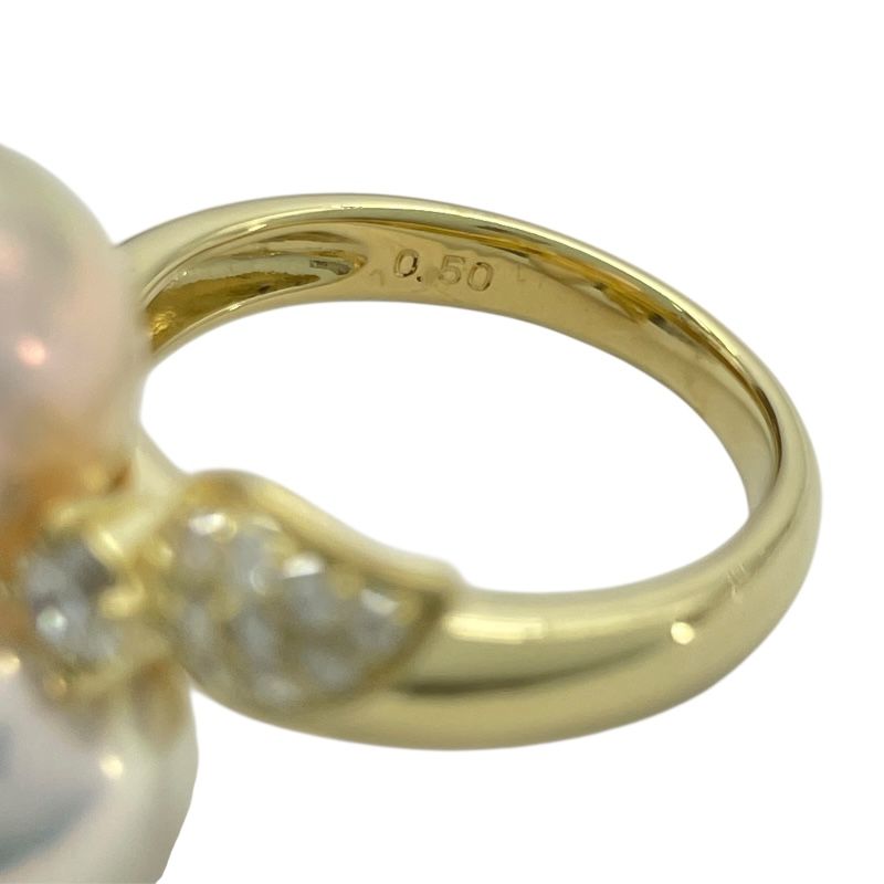 Exquisite K18YG Pearl and Diamond Ring - Timeless Elegance
