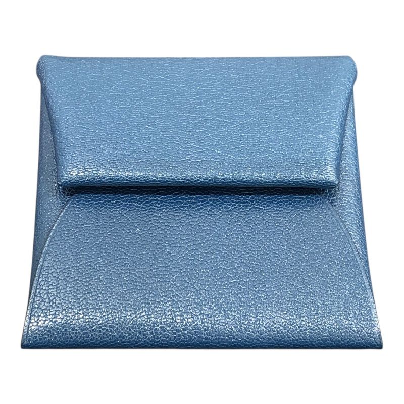 HERMES Bastia Coin Case in Blue de Galice with Silver Hardware