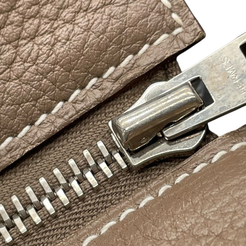 HERMES Garden Zip MM Beige Canvas Handbag with Silver Hardware