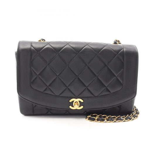 CHANEL Matelassé Diana Flap Shoulder Bag in Black Lambskin