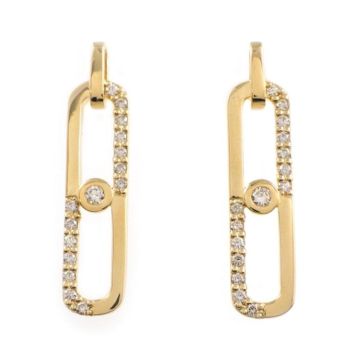 Exquisite Diamond Chain Link Earrings in 18K Yellow Gold