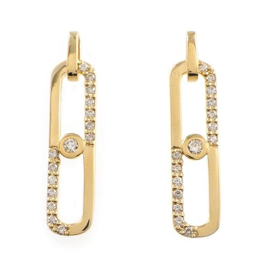 Exquisite Diamond Chain Link Earrings in 18K Yellow Gold
