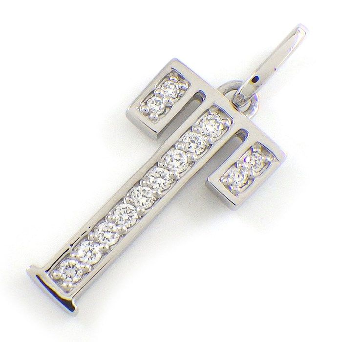 Exquisite Diamond Initial T Pendant in Platinum - 0.11ct