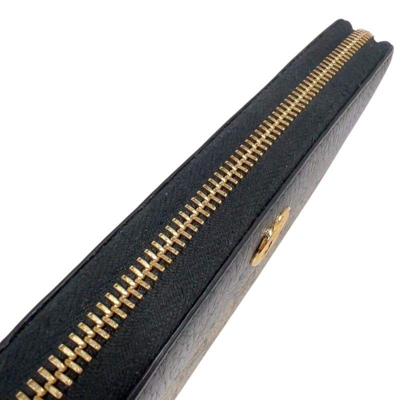 GUCCI Double G Zip Around Wallet - Black/Beige with Gold Hardware