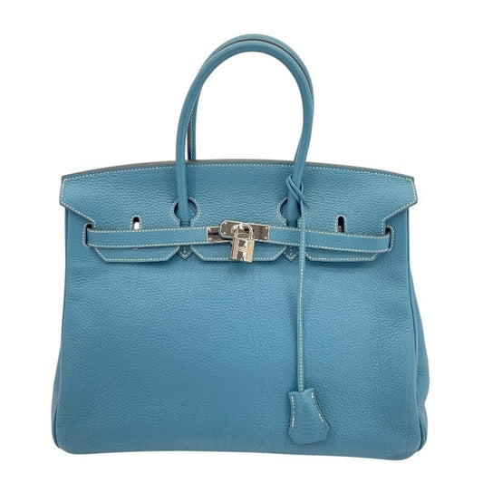 HERMES Birkin 35 Blue Jean Togo Handbag with Silver Hardware
