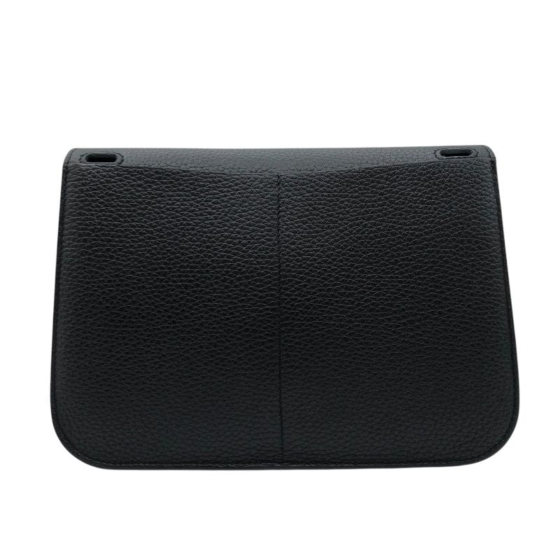 HERMES Arzan 25 Black & Silver Hardware Togo Leather Shoulder Bag