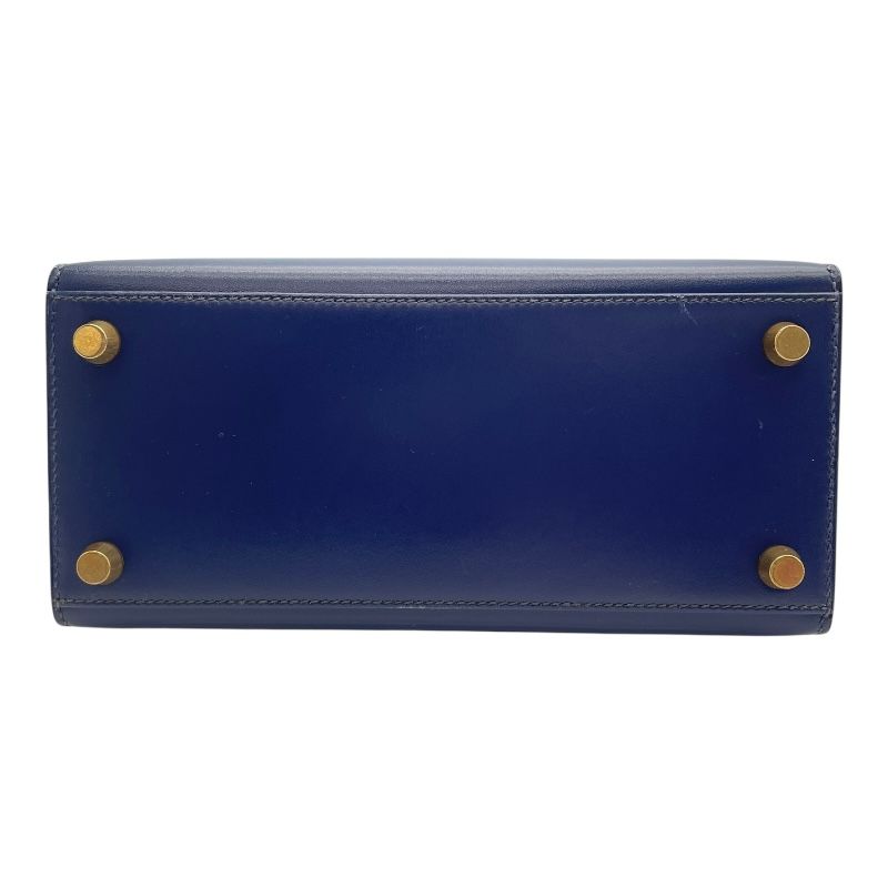 HERMES Mini Kelly Bag in Blue Saphir with Gold Hardware