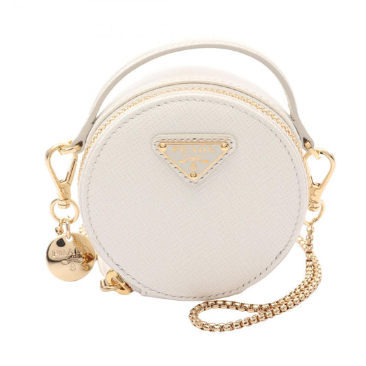 PRADA Saffiano Triangle Mini Pouch Shoulder Bag - White