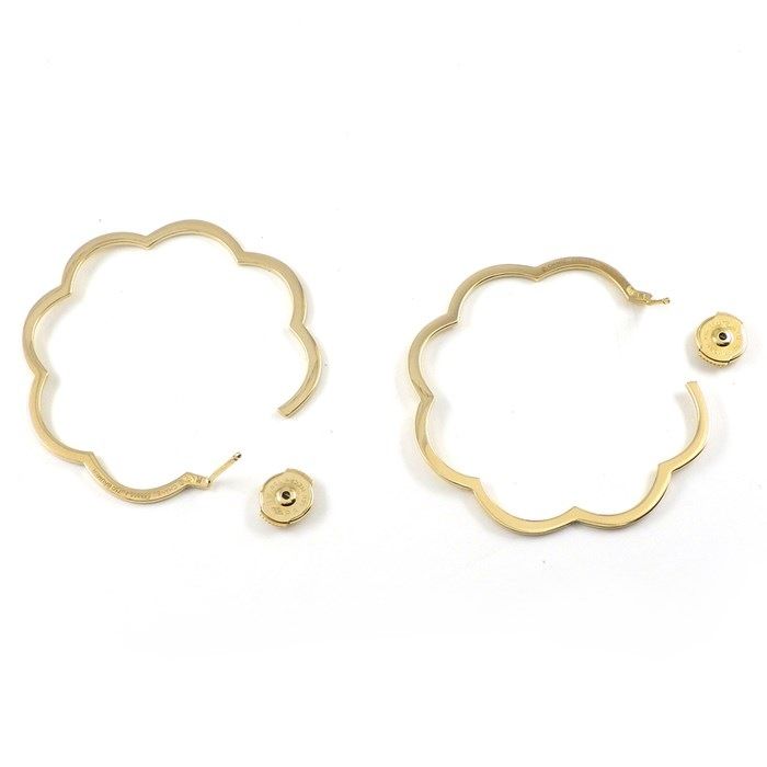 Chanel Camellia Flower Hoop Earrings in 18K Yellow Gold