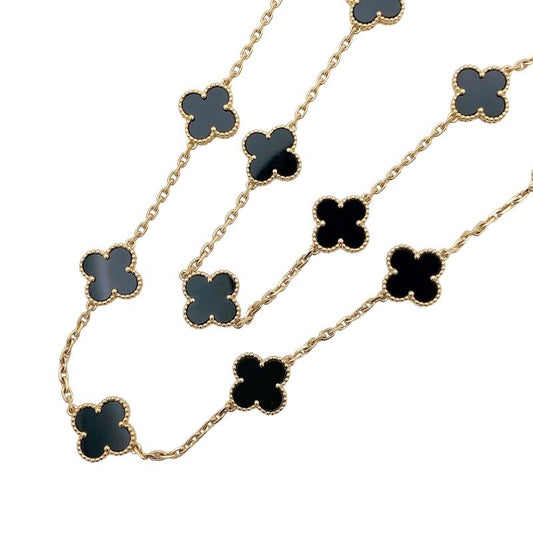 Van Cleef & Arpels Vintage Alhambra Long Necklace 750YG Onyx