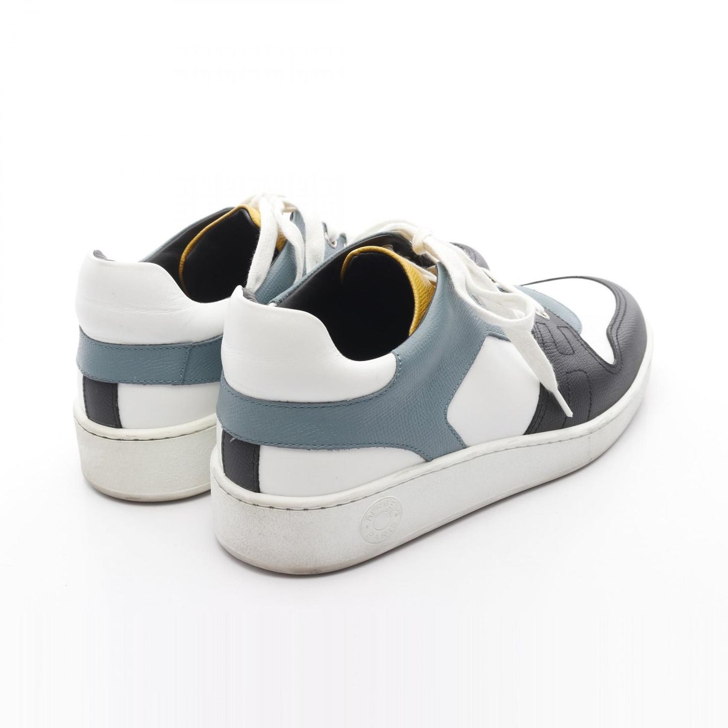 HERMES Leather Sneakers in Green & Yellow - Size 41