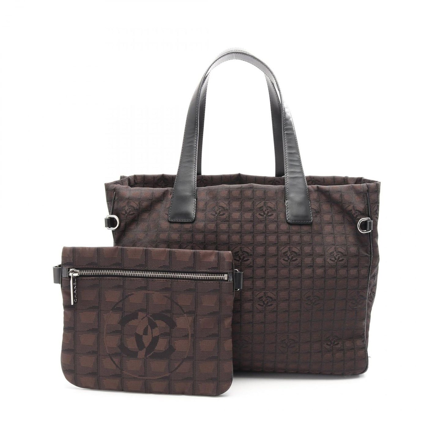 CHANEL Dark Brown Leather New Travel Line Tote Bag A26156