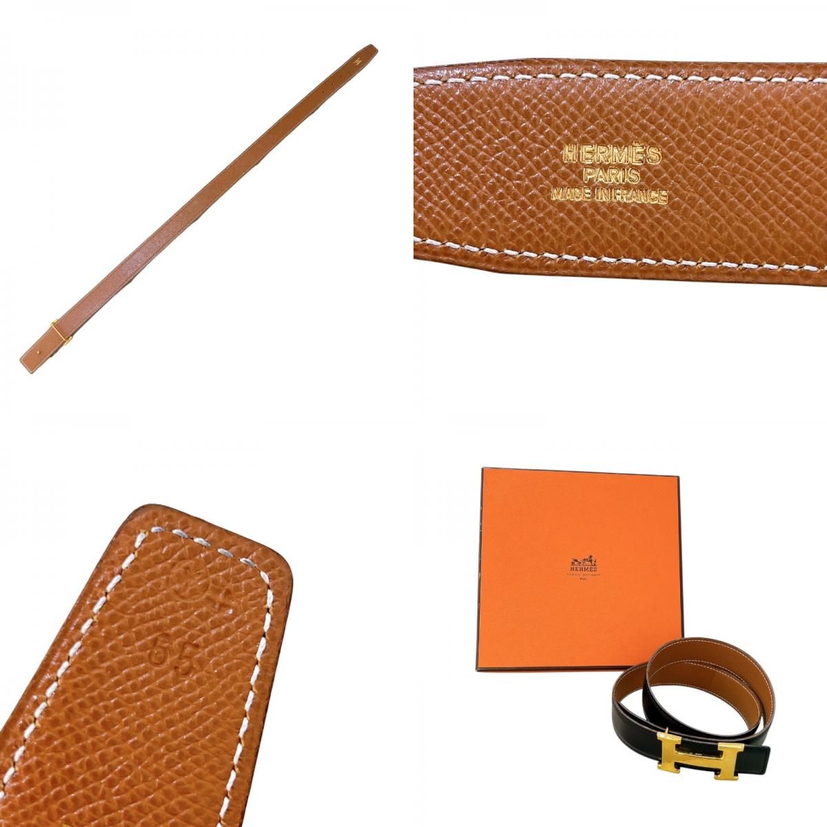 HERMES Mini Constance Belt 65cm Black with Gold Hardware