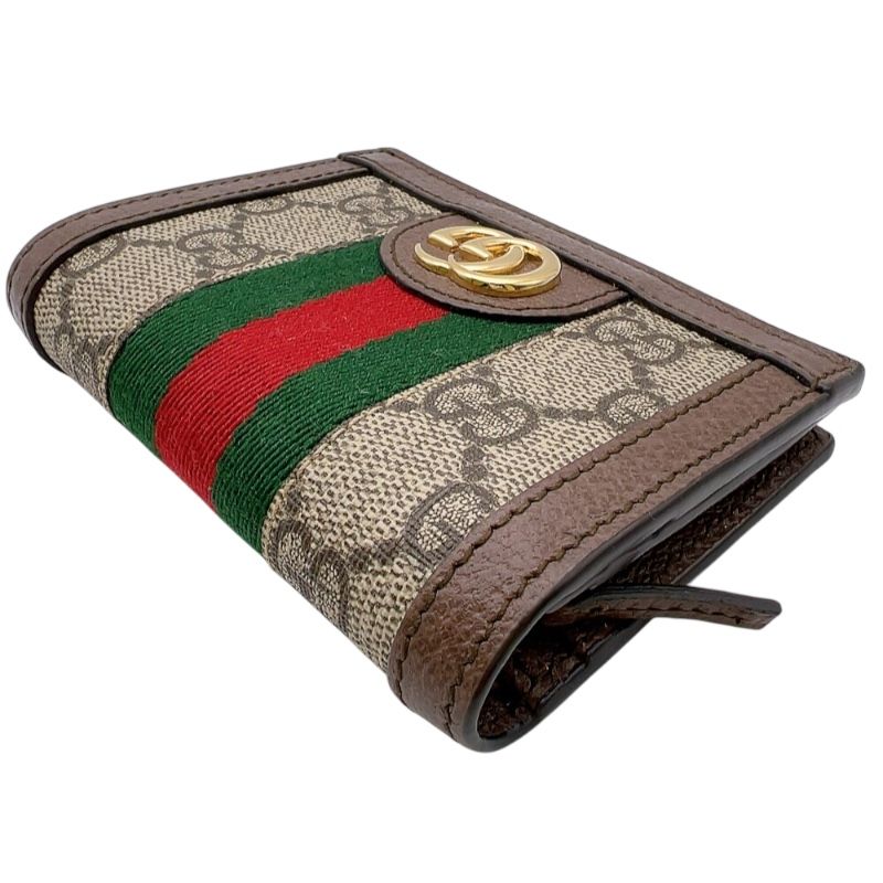 GUCCI Ophidia GG Mini Wallet - Brown with Gold Hardware
