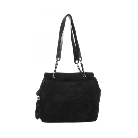 CHANEL Triple Coco Mark Black Suede Shoulder Bag - Exquisite Craftsmanship