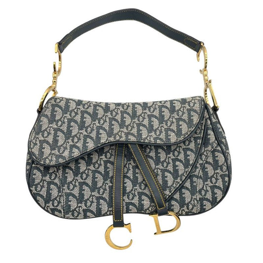 Christian Dior Saddle Bag in Navy Canvas - Timeless Elegance