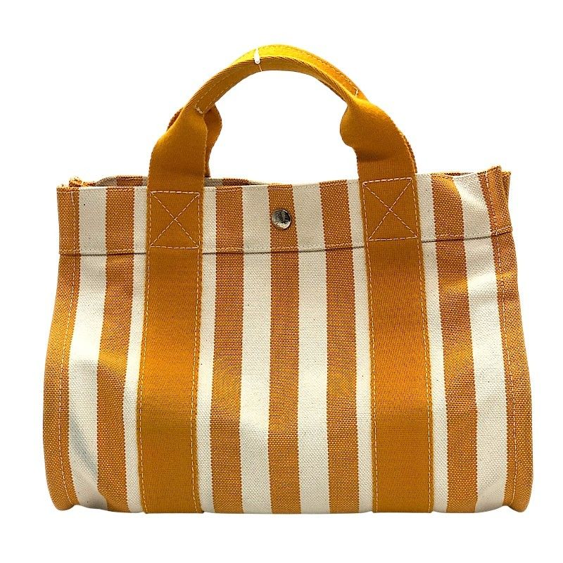 HERMES Cannes PM Tote Bag in Orange & White - Exquisite Cotton Craftsmanship