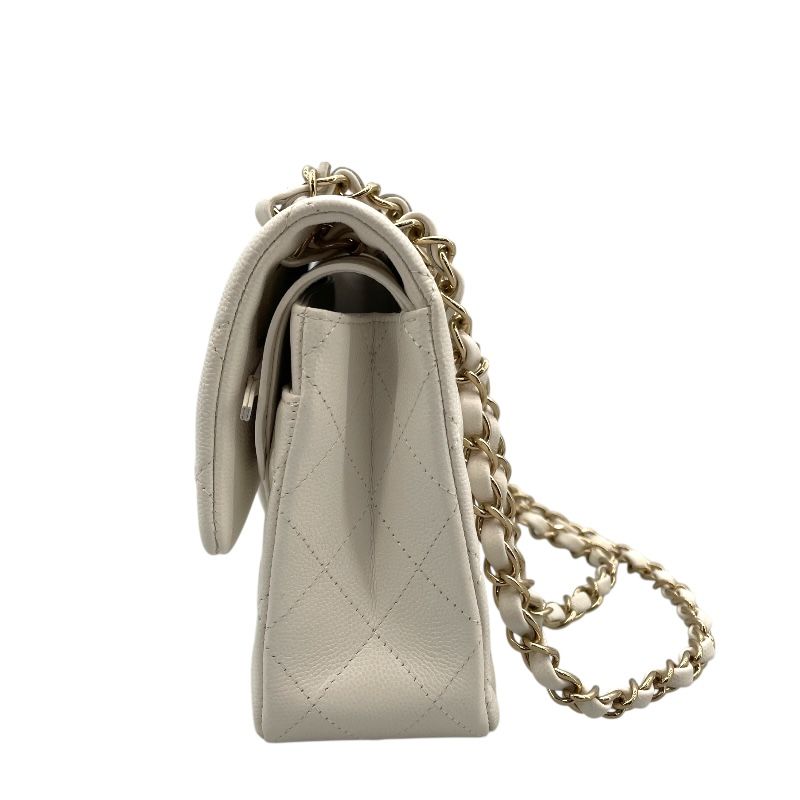 CHANEL Matelassé 23 A01113 White Caviar Skin Shoulder Bag