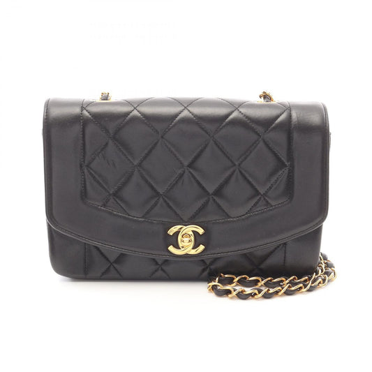 CHANEL Matelassé Diana Flap Shoulder Bag in Black Lambskin