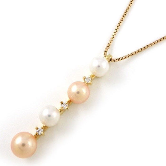 TASAKI Two-Tone Pearl Necklace with Diamonds in K18 Yellow Gold