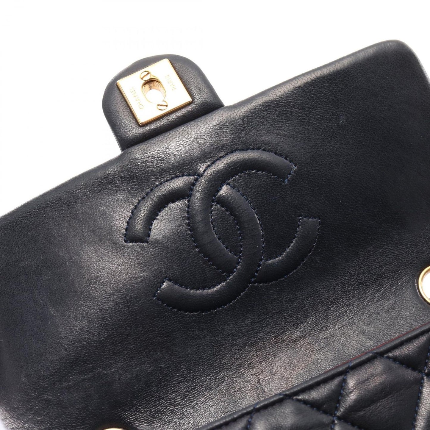 CHANEL Mini Matelassé 20 Shoulder Bag in Navy Lambskin
