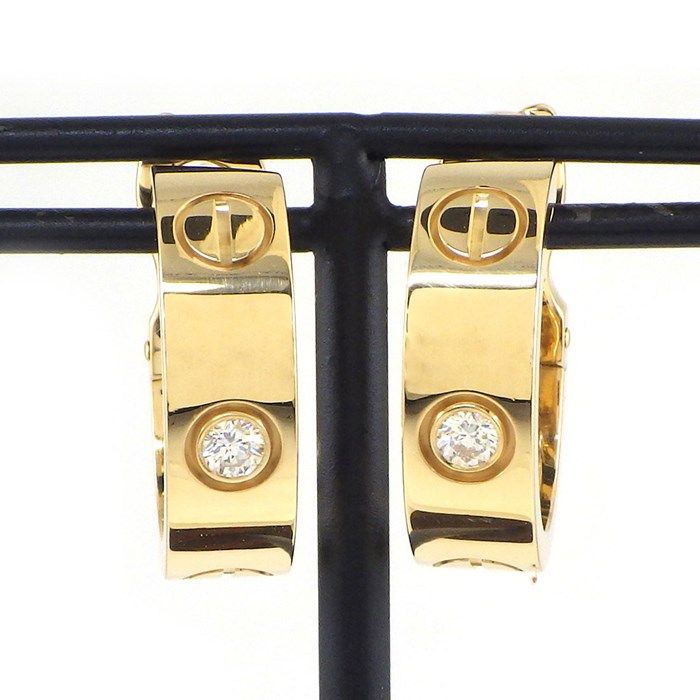 Cartier Love Classic Model Diamond Hoop Earrings in 18K Yellow Gold