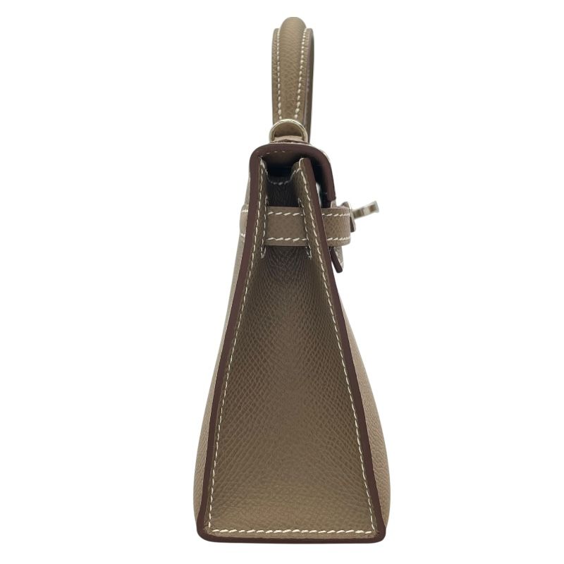 HERMES Mini Kelly 2 W Stamp (2024) Etoupe with Silver Hardware